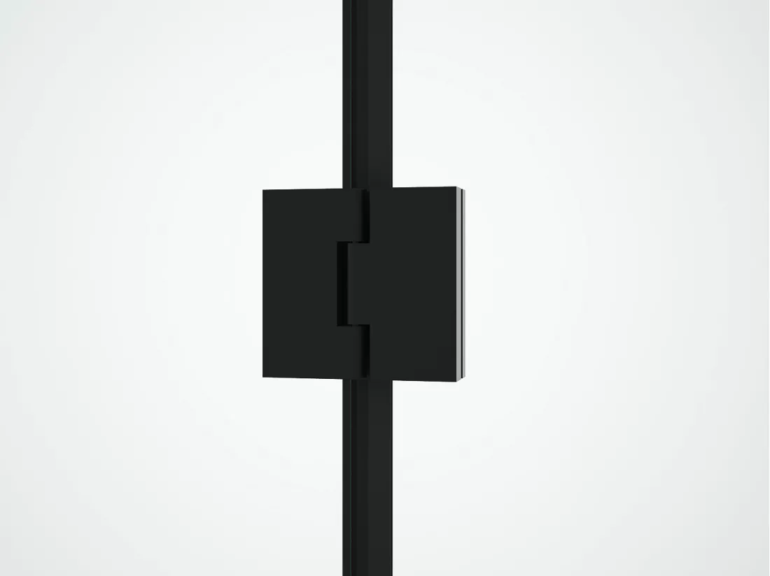 Paroi de douche fixe avec porte pivotante noir mat style industriel - 80 x 100 x 190 cm - PRINCETON
