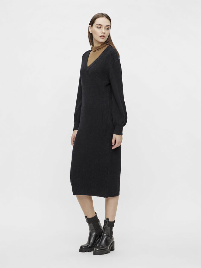Object OBJMALENA L/S KNIT DRESS NOOS Black