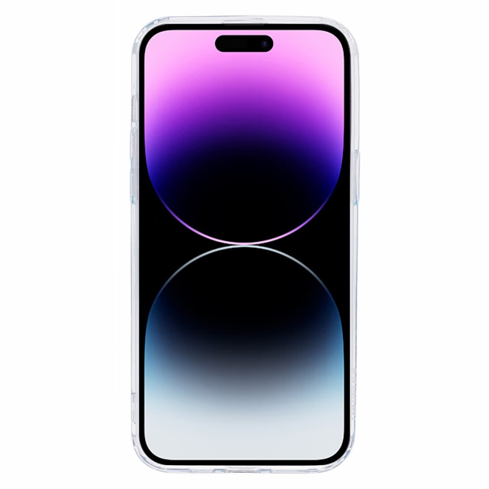 iPhone 14 Pro Max MagSafe Hülle mit Acryl Rückseite und Farbverlauf im Glitzer Design - Blau