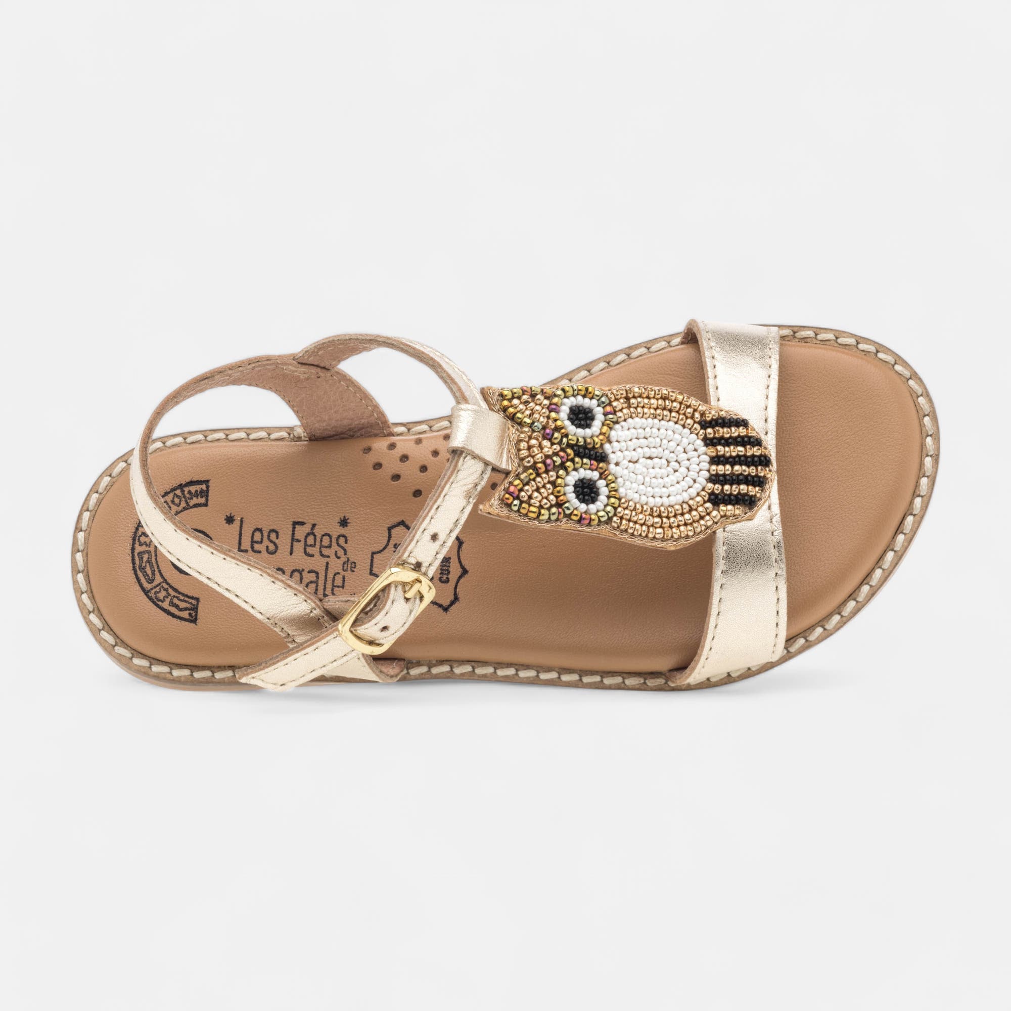 Nu-pieds Fille en cuir or