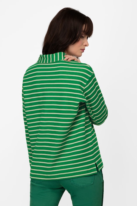 Sweatshirt, Ringel, Polokragen, Langarm