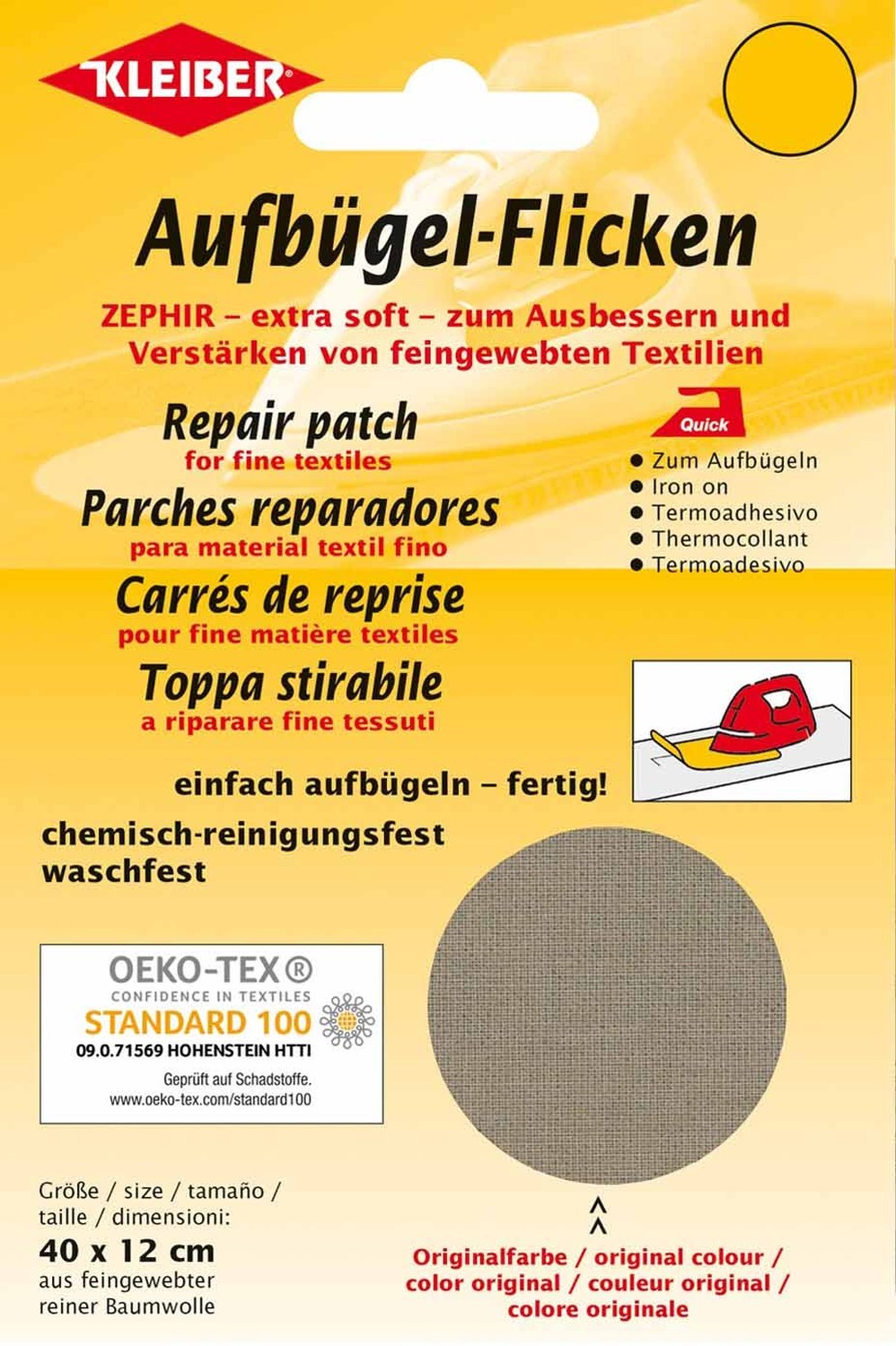 Bügelflicken - beige - Baumwolle - 40x12 cm