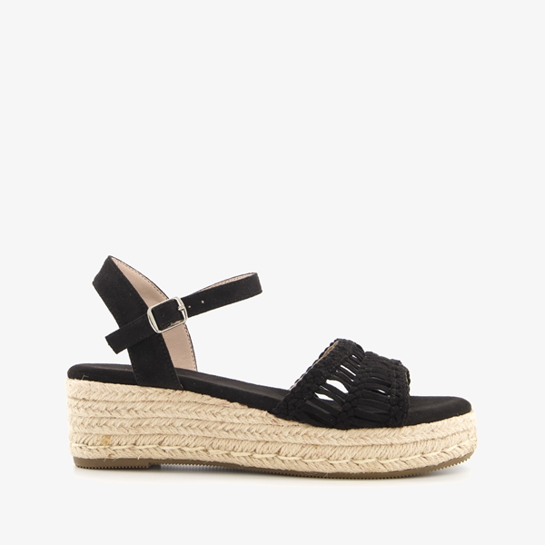 Blue Box dames espadrilles met sleehak zwart/beige