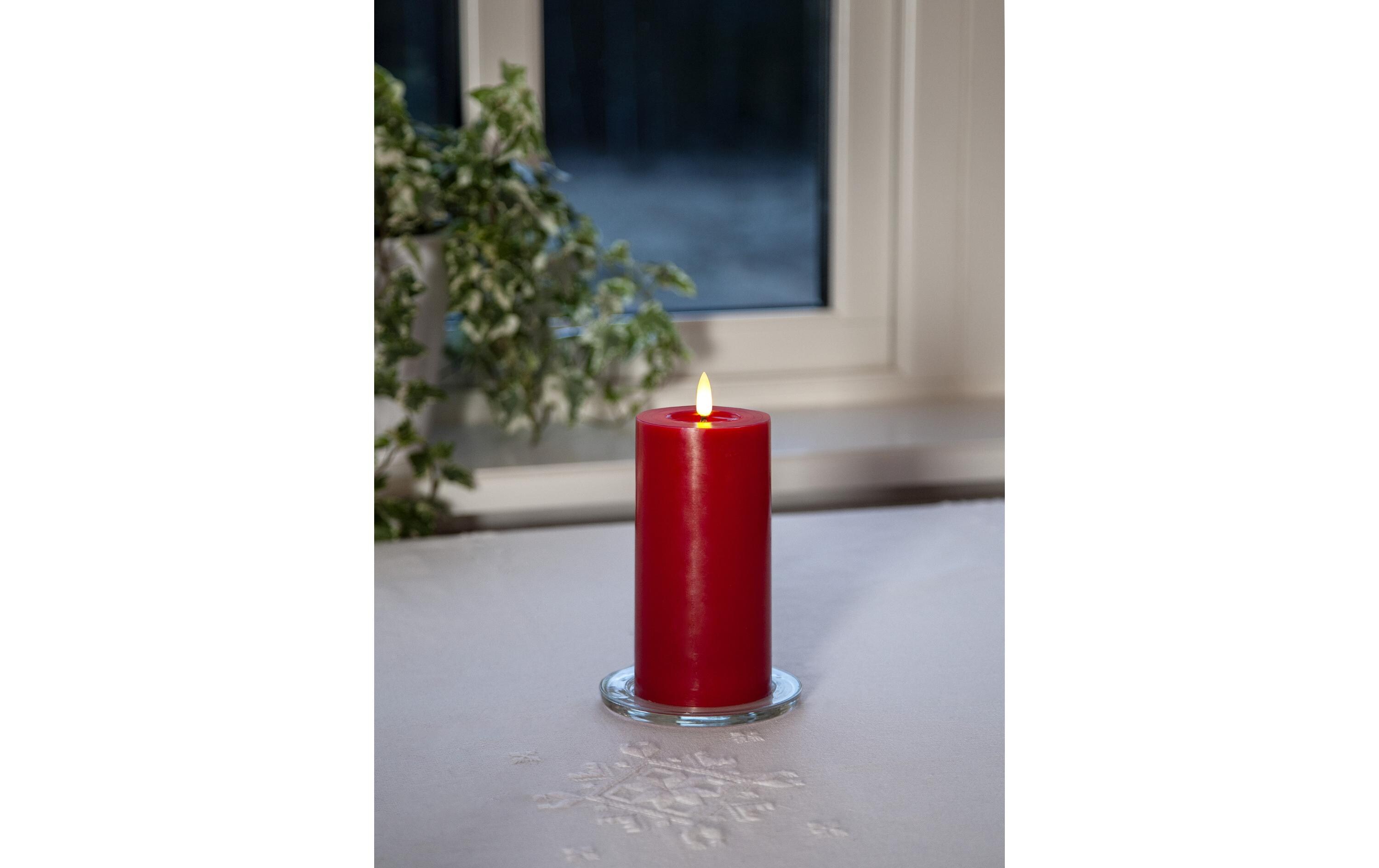 LED-Kerze Pillar Flamme Flow, 17.5 cm, RotLED-Kerze für den Innenbereich