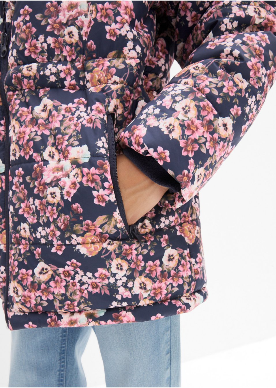 Veste d'hiver fille avec imprimé floral, étanche et coupe-vent