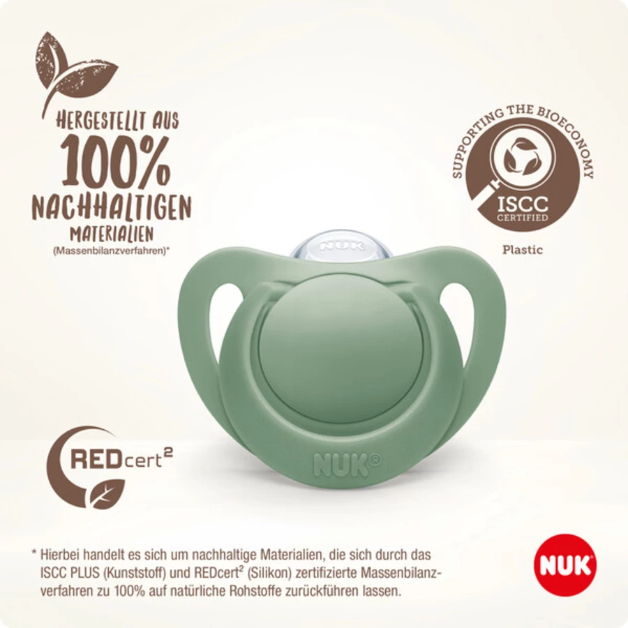 NUK Schnuller For Nature Silikon 18-36 Monate grün  creme 2er-Pack