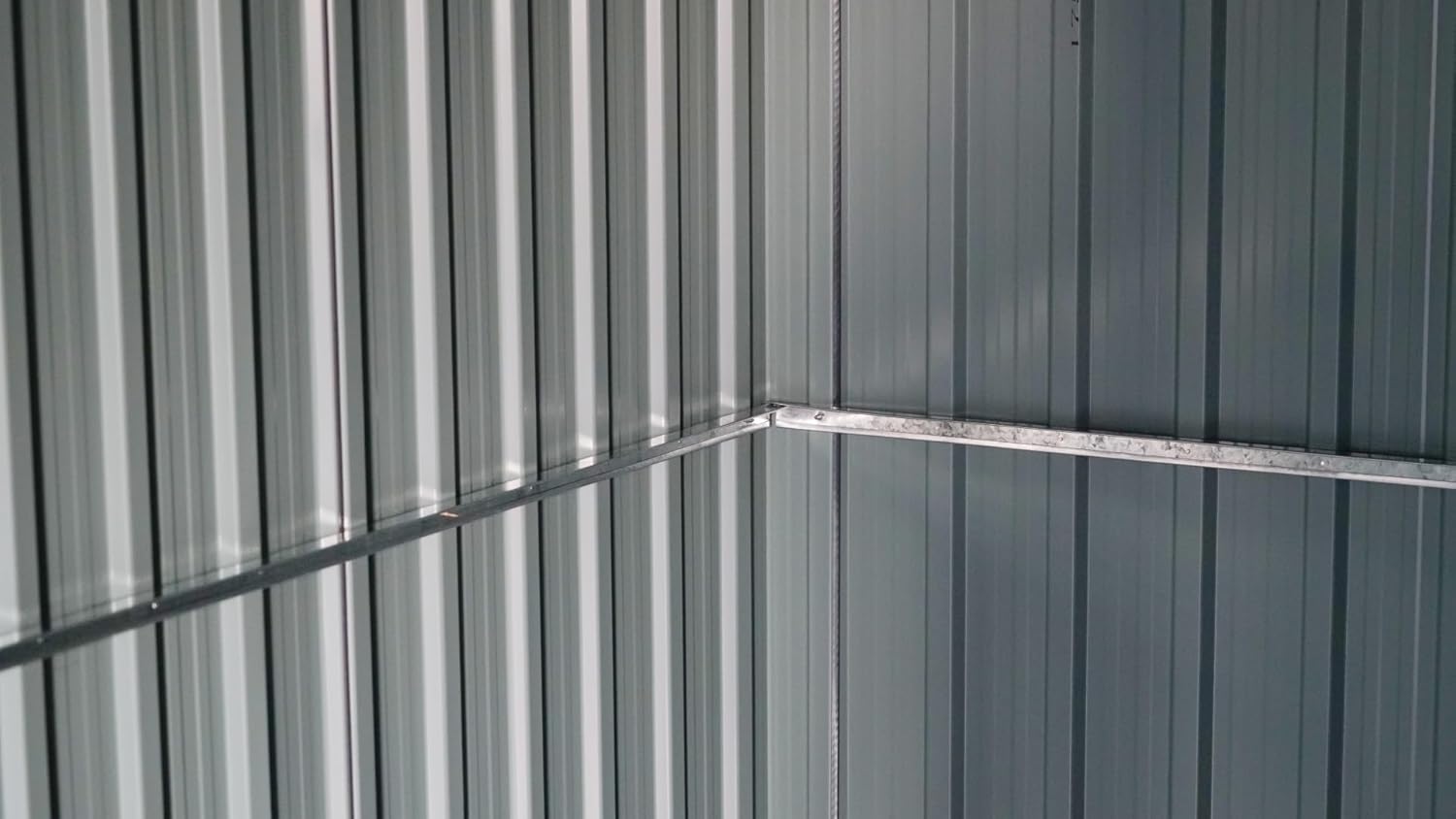 ALEOS. Gerätehaus Geräteschuppen 15m² 343x452x223 cm aus verzinktem Stahlblech Metall mit Doppelschiebetür Türhöhe 173cm Schuppen Gartenhaus