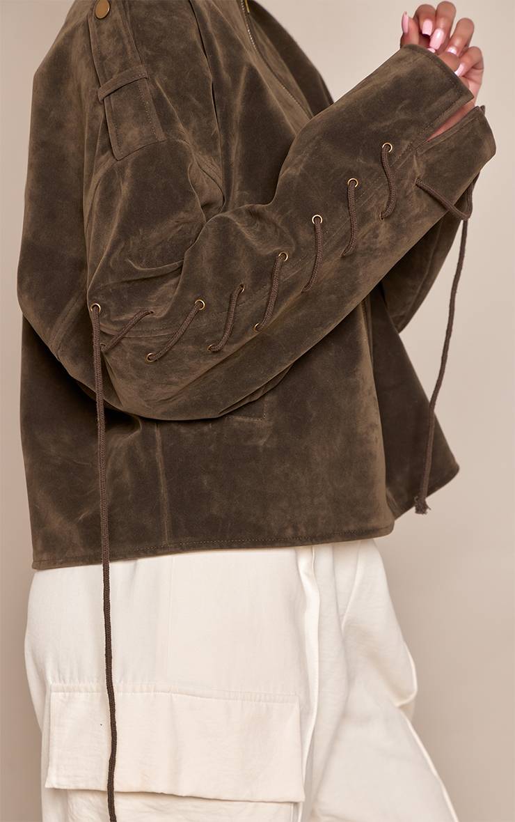 Kaki Veste En Synthétique À Laçage Au Dos