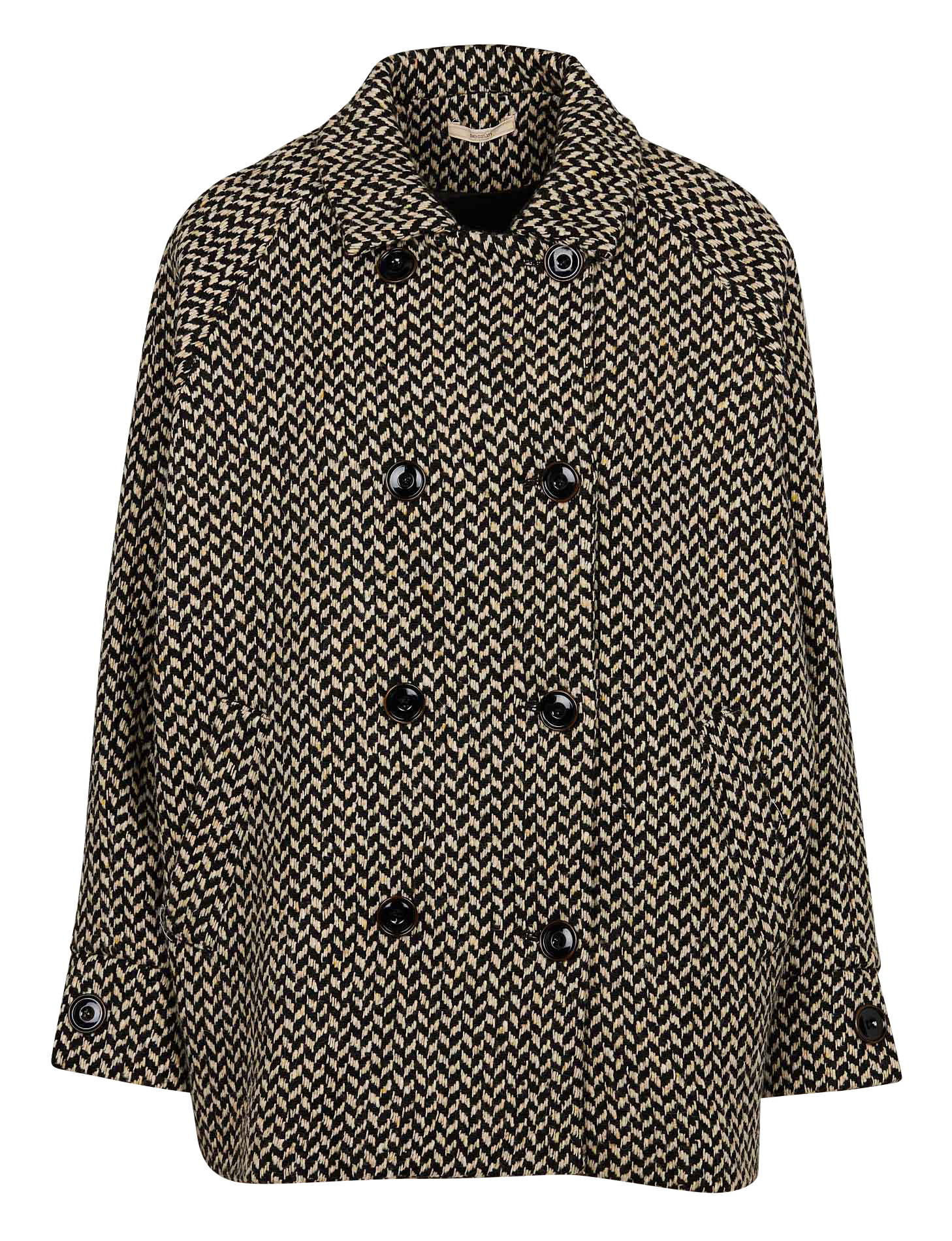 CHEF - Caban col classique en coton et laine| Noir