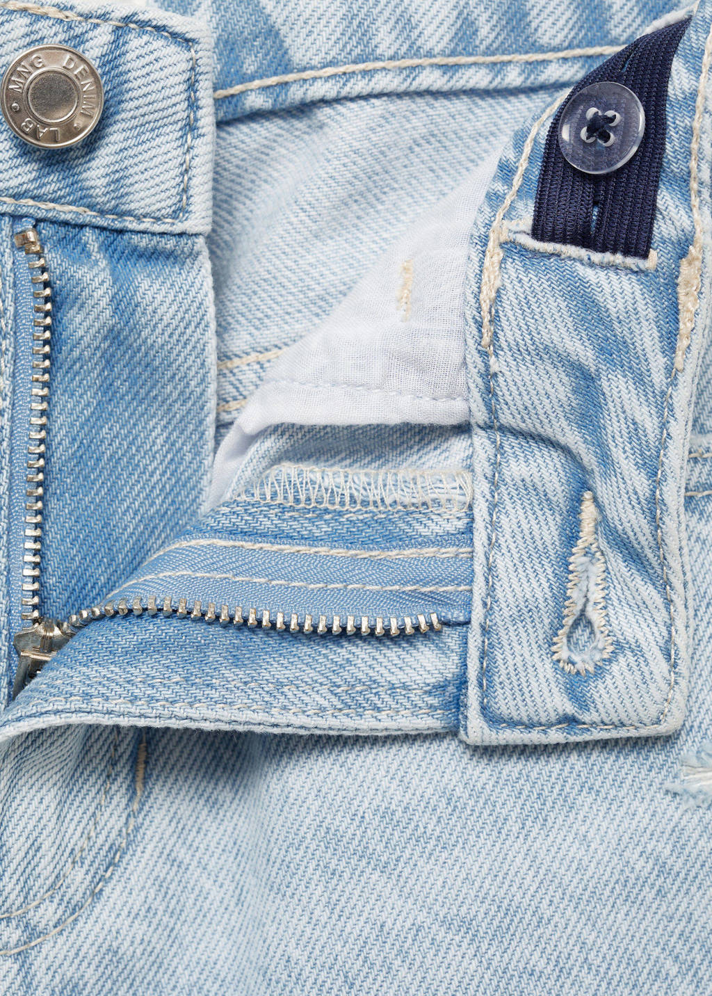 Mango Kids wide leg regular waist jeans light blue denim