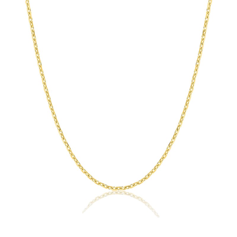 Chaîne mixte 40 cm - Maille Forçat diamanté - Or 18 Carats - Largeur 1.45 mm