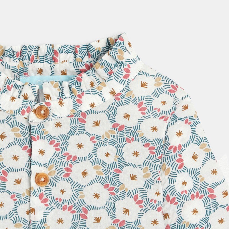 Blouse fleurie en seersucker bébé fille Gris ou noir