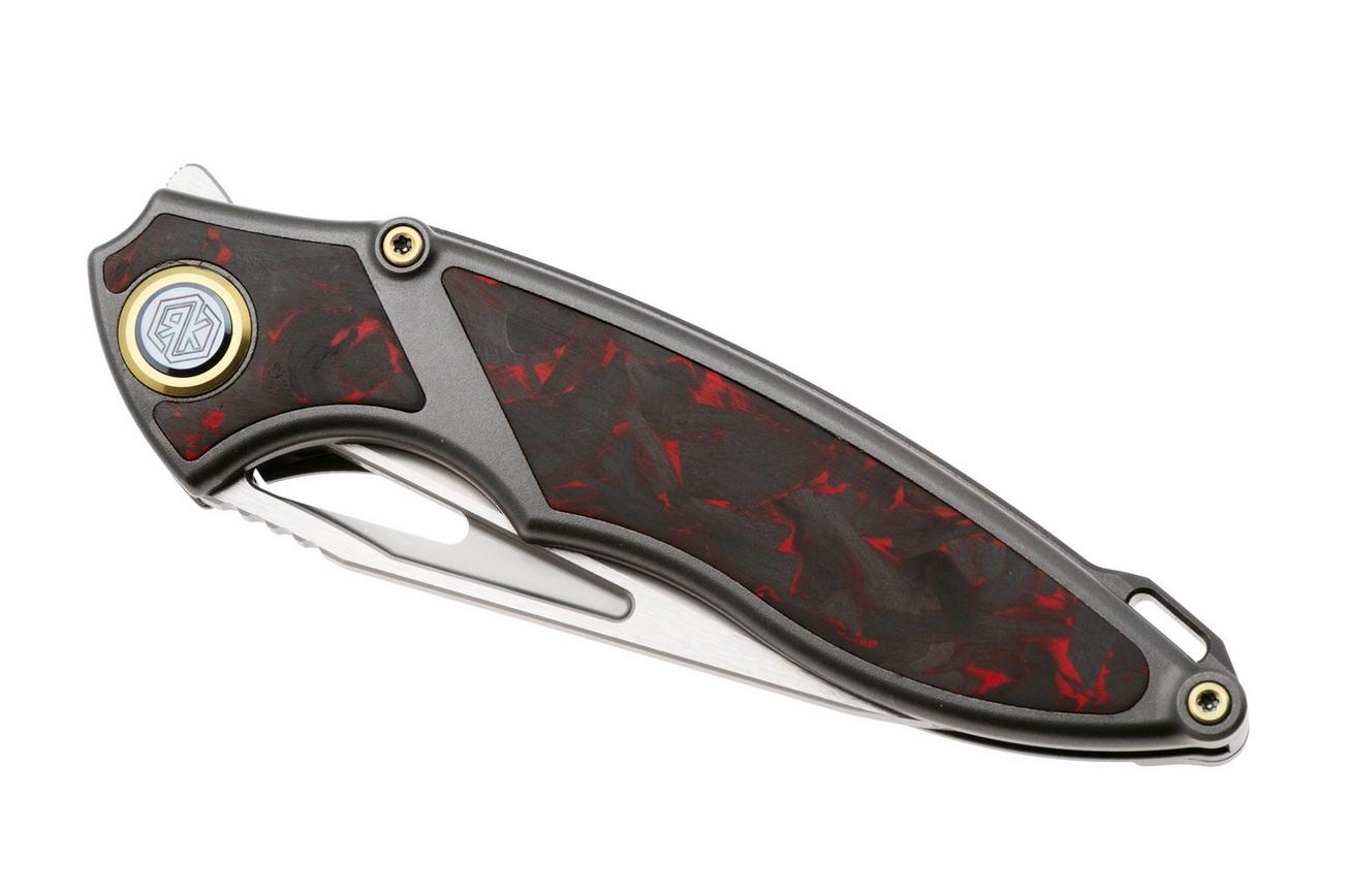 Rike Knife 1902 RK1902S Böhler M390, Titanium Red Carbon Fiber, zakmes