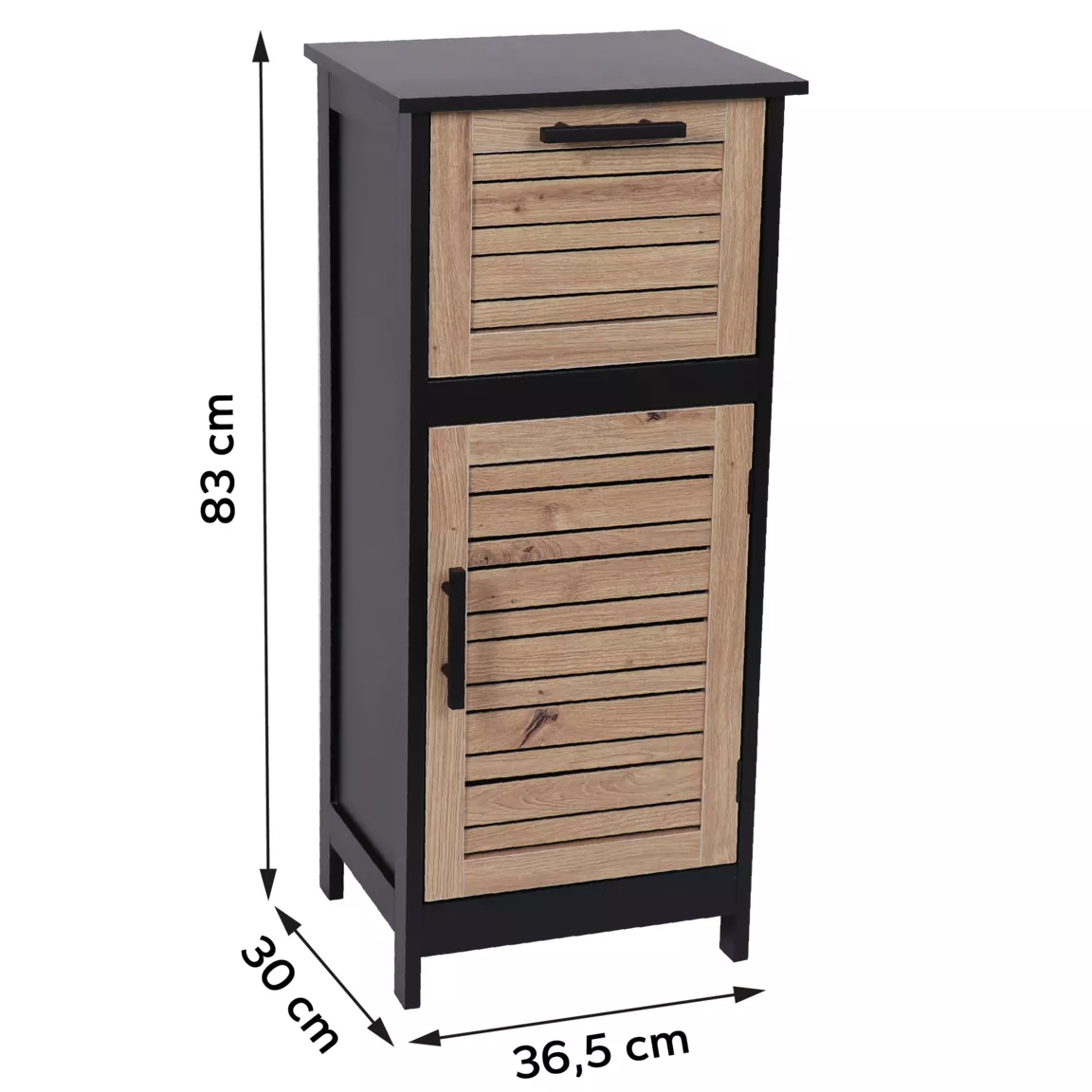 Meuble bas de salle de bain (37 x H83 cm) Bergen Noir