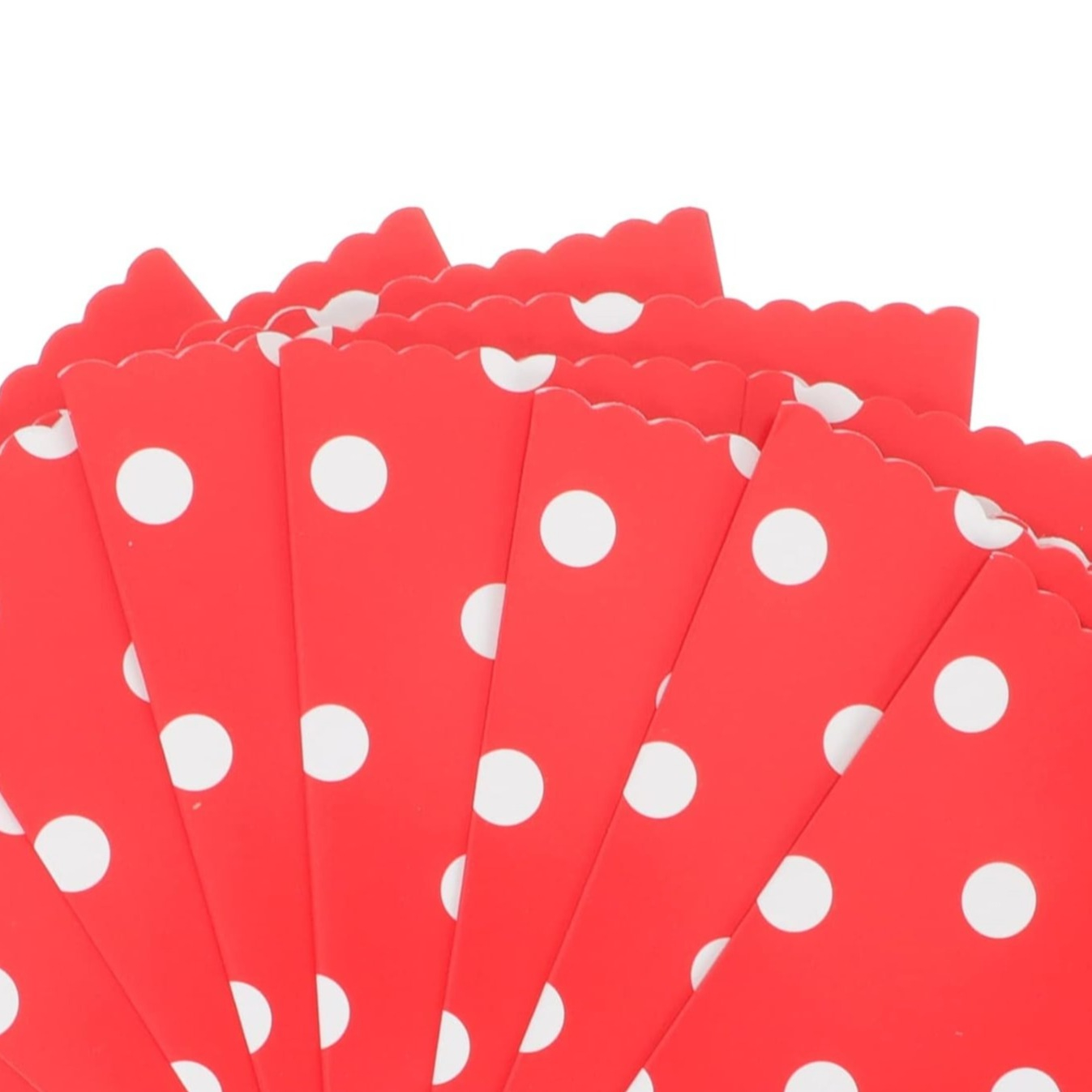 (12er Set) 12x7cm Popcorn Box Geburtstags Party Süssigkeiten Tüte Candy Bag - Weiss / Rot