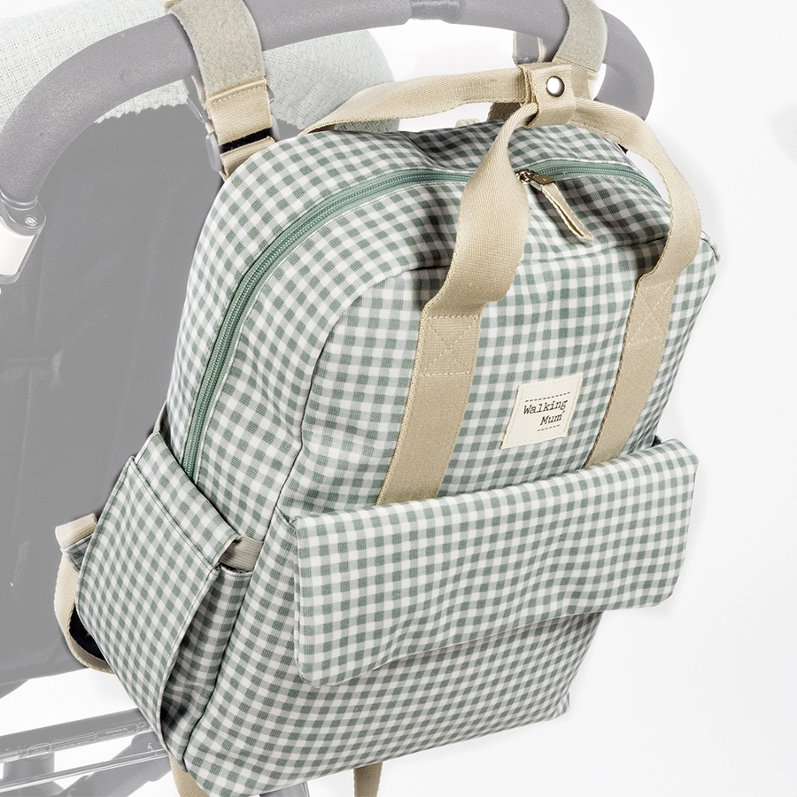 Walking Mum Wickelrucksack I Love Vichy Grün