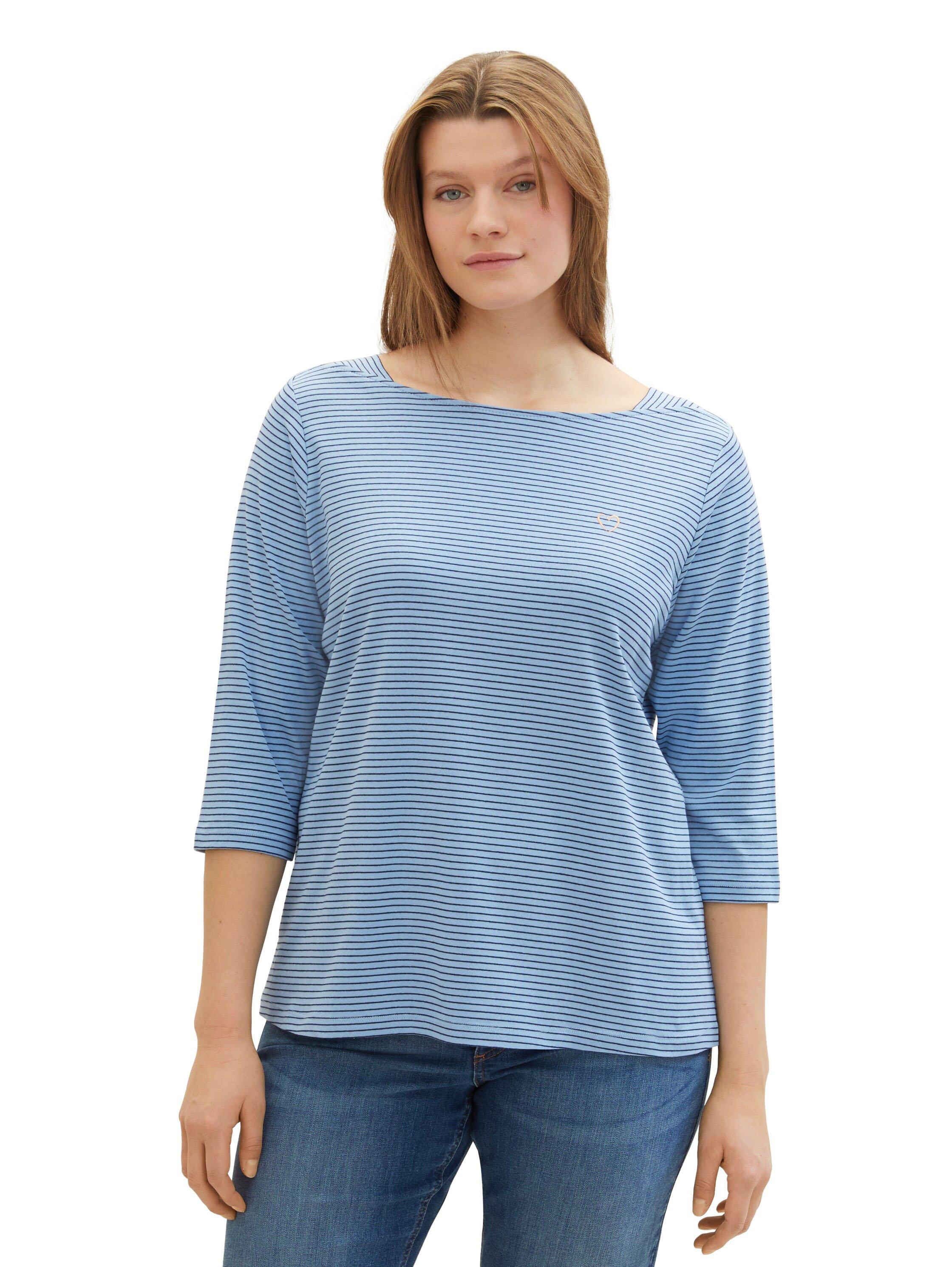 Ringelshirt mit U-Boot-Ausschnitt und 3/4-Arm