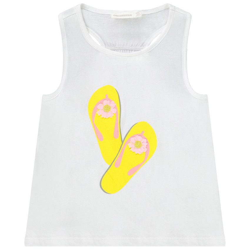 Débardeur print tongs et dos nageur pour fille - Blanc