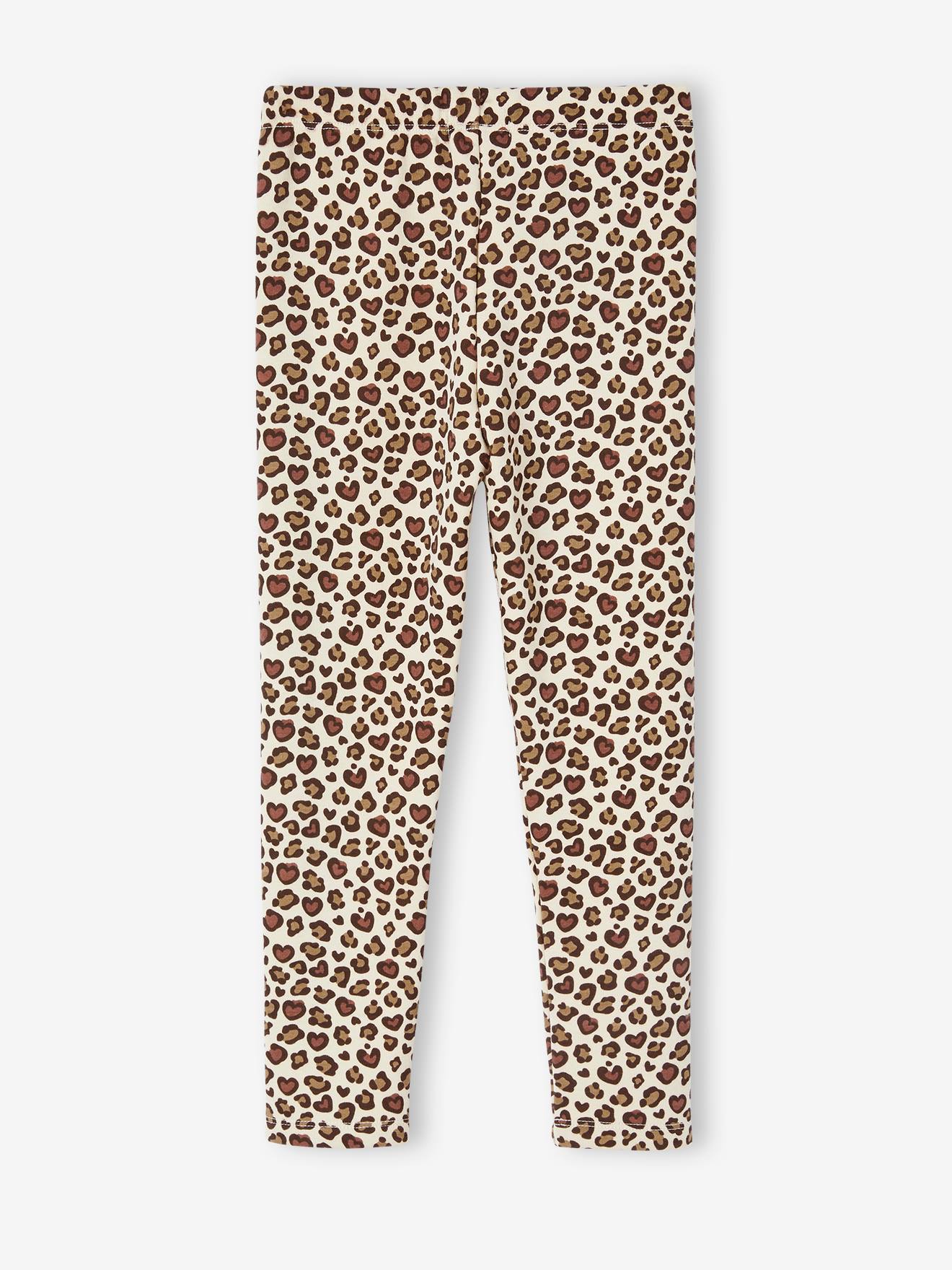 Calças legging verdes estampadas com forro de lã para meninas