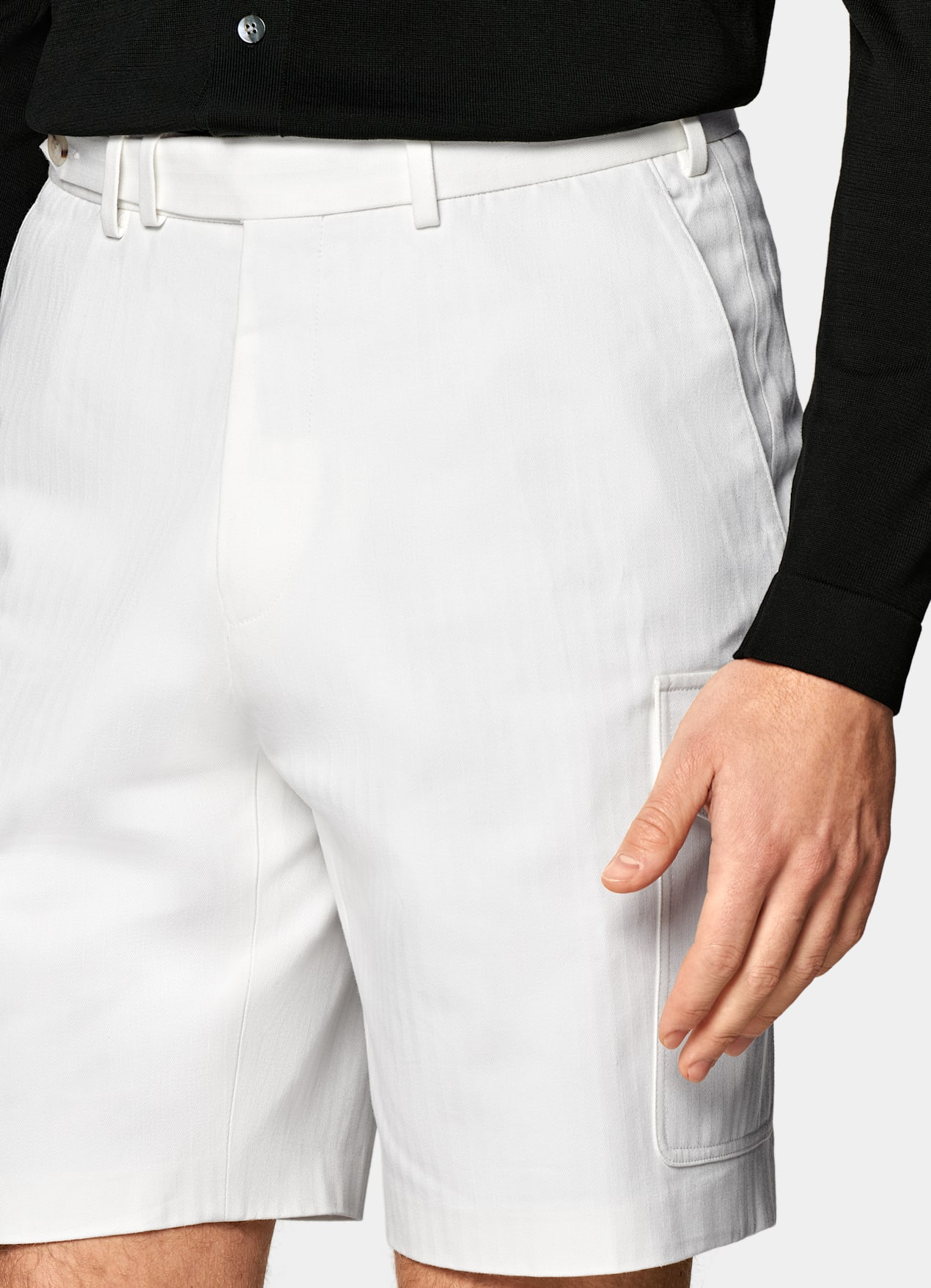 Short Slim Leg blanc à chevrons