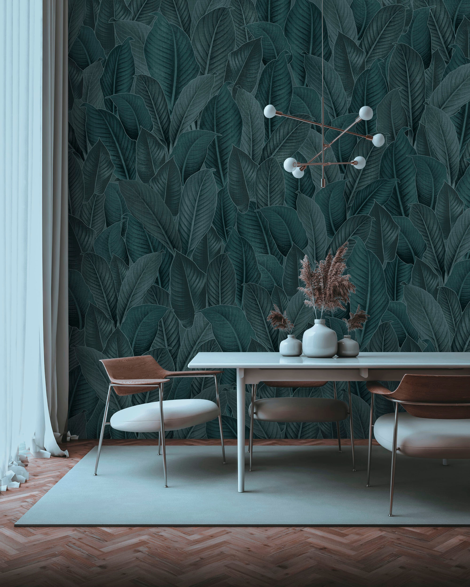 Komar Fototapete »Digitaldruck Vlies -  Bain de Feuilles - Grösse 300 x 250 cm« bedruckt glatt Wohnzimmer, Schlafzimmer