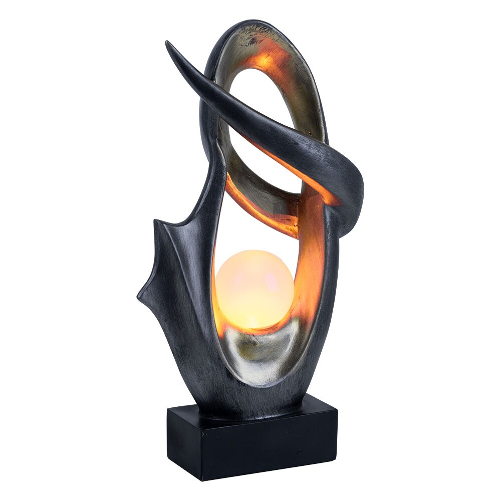 LED Solarlampe, schwarz, silber, IP44, Glas, Feuereffekt