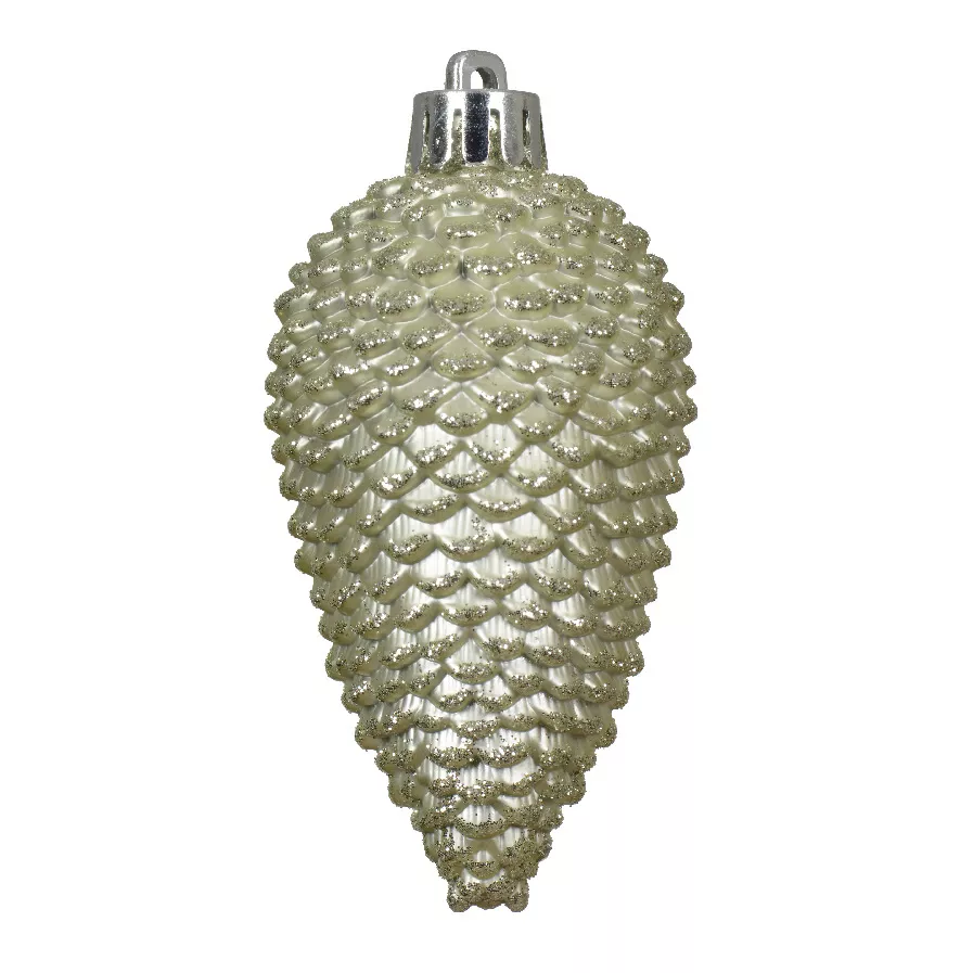 Lot de 6 pommes de pin à suspendre (H8 cm) Alpine Menthe blanche