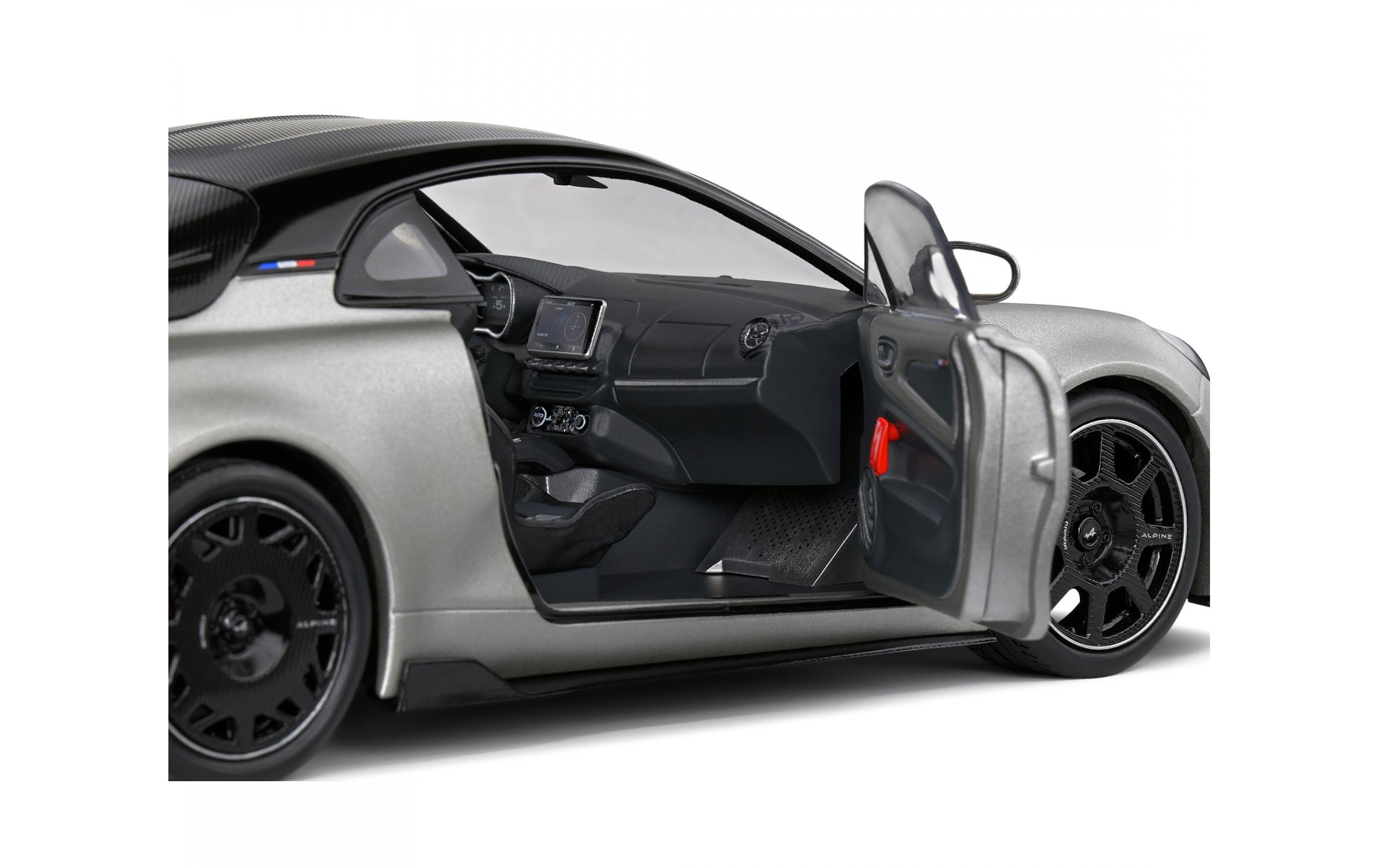 Sportwagen Alpine A110 Radicale Silber / Schwarz, 1:18Detailgetreues Modellauto für Sammler im Massstab 1:18