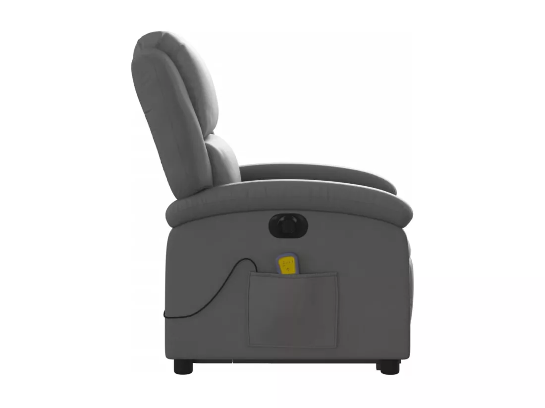 Fauteuil inclinable de massage électrique gris cuir véritable