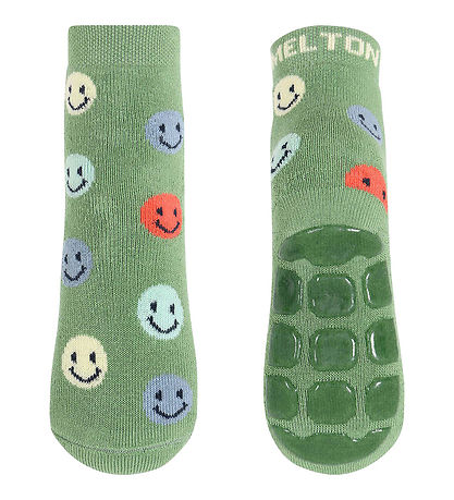 Melton Socken m. Anti-Rutsch - Los geht's - Brunnenkresse