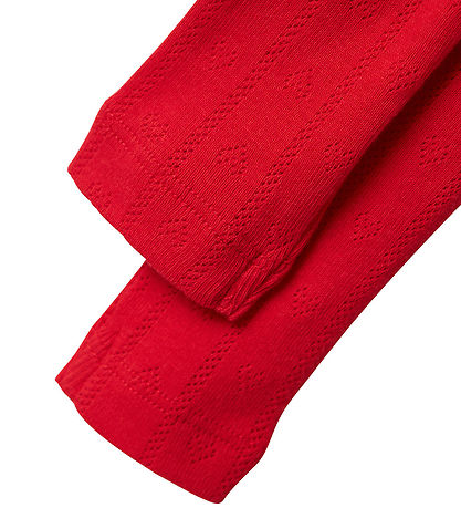 Name It Leggings - NbfDagnes - Chinesisches Rot m. Lochmuster