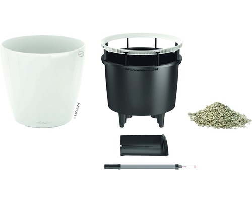 Lechuza Classico LS bloempot Ø 21 x H 20 cm wit incl. zelfbewateringssysteem, plantenbak, substraat, waterniveau-indicator