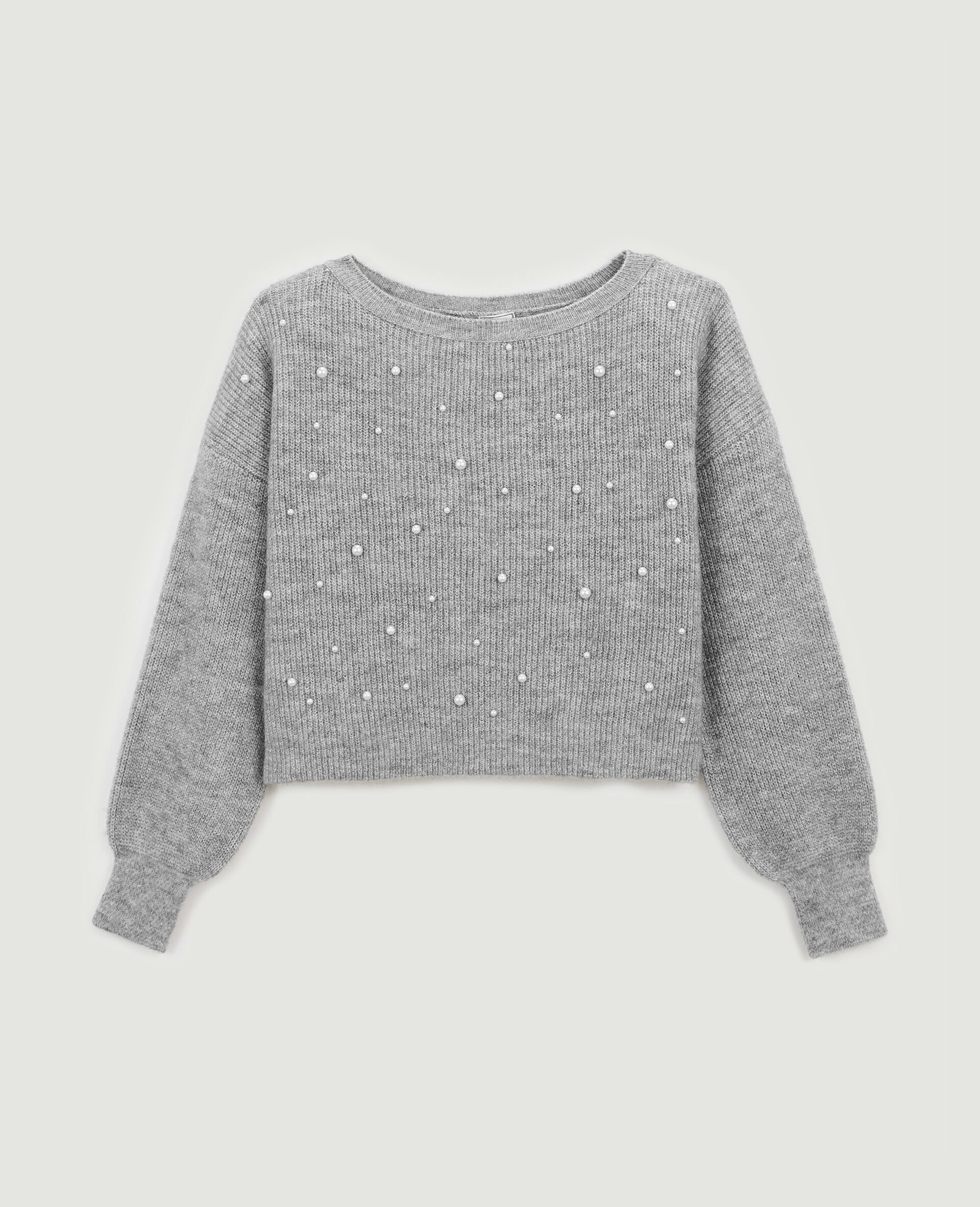Pull à perles - Gris clair