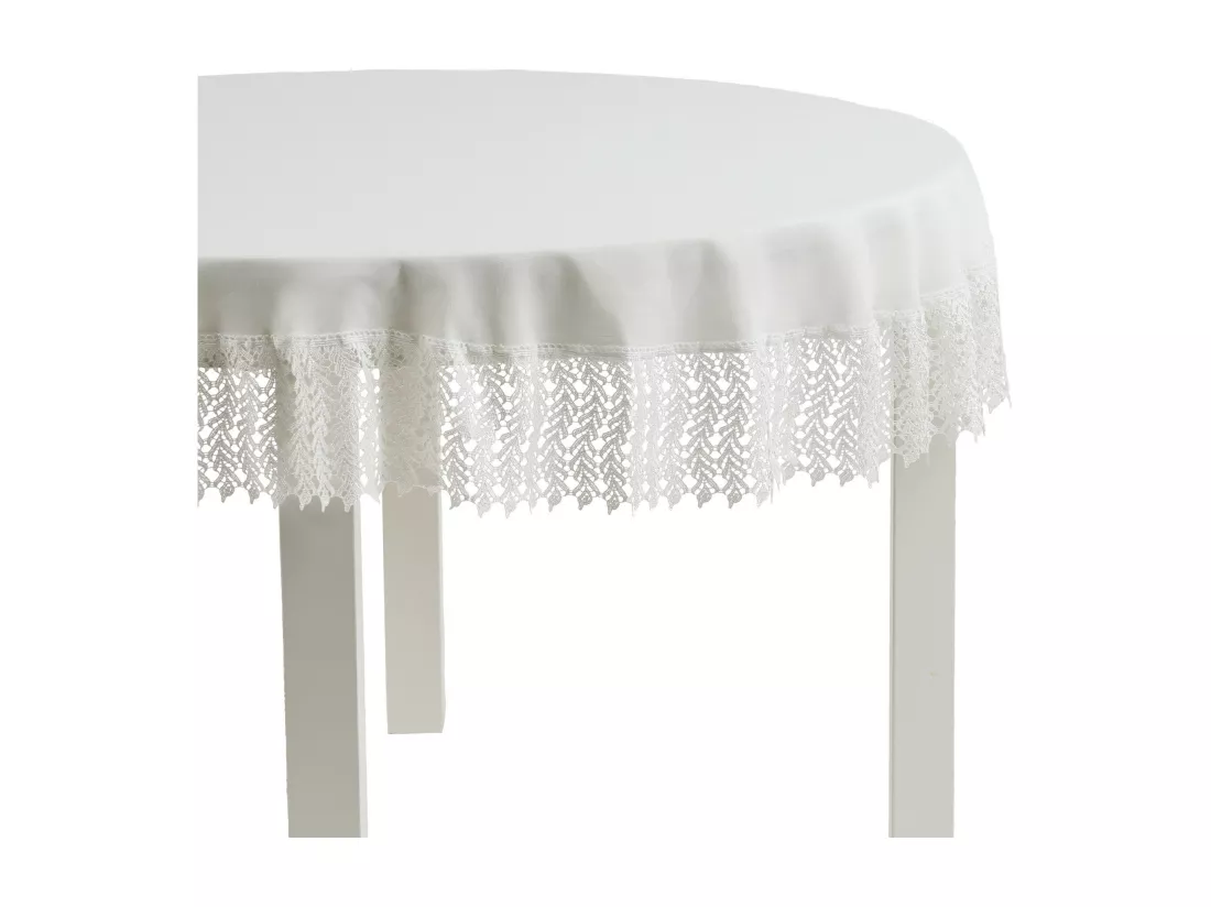Nappe Ronde Décorative Polyester Bernadette 160 cm Blanc