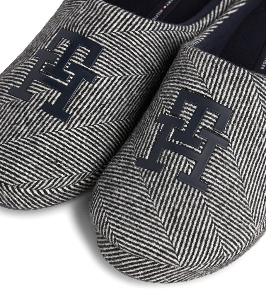 Chinelo Tommy Hilfiger espinha de peixe cinza