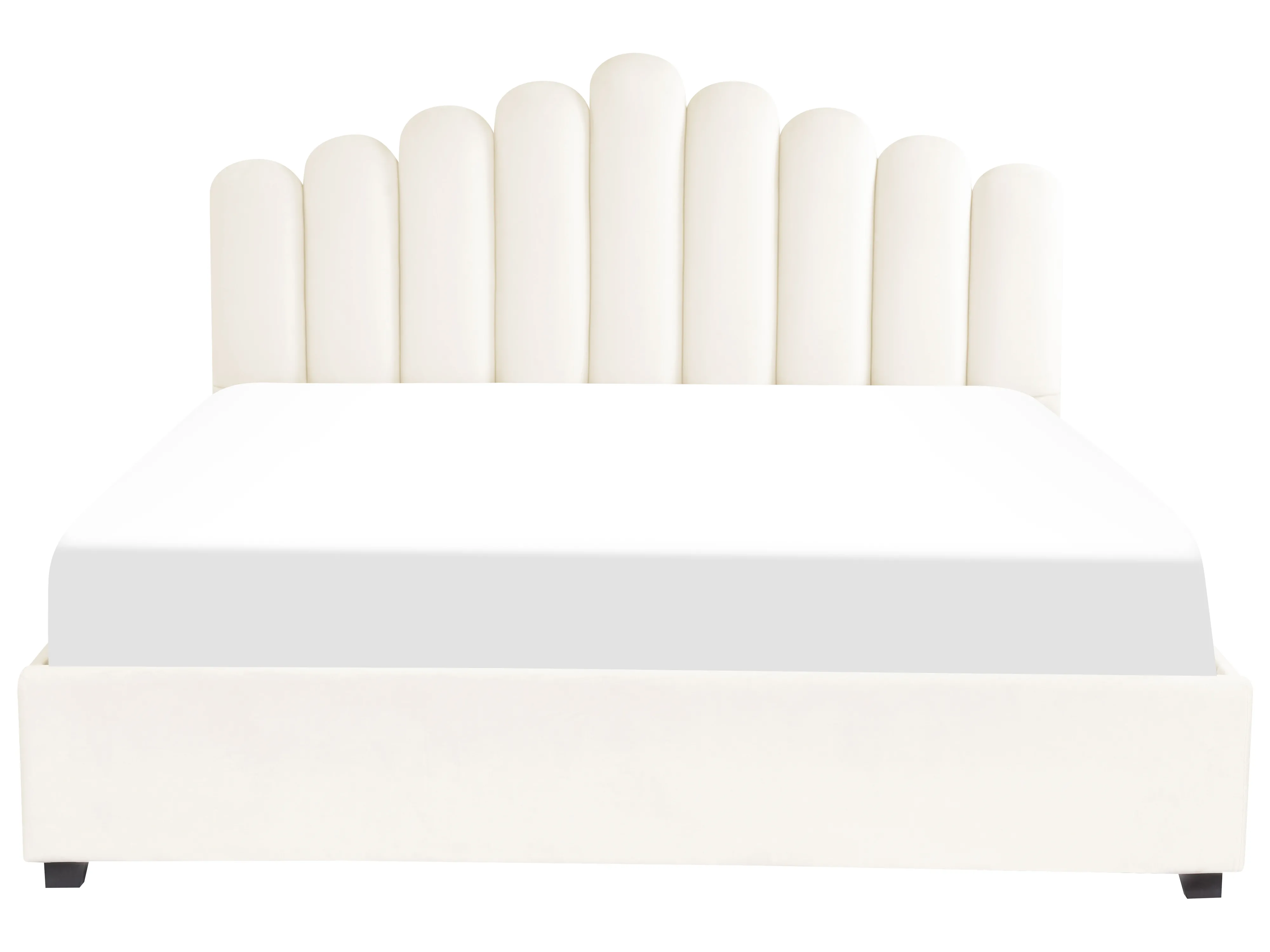 Bed met opbergruimte Fluweel VINCENNES 180 x 200 cm Gebroken wit