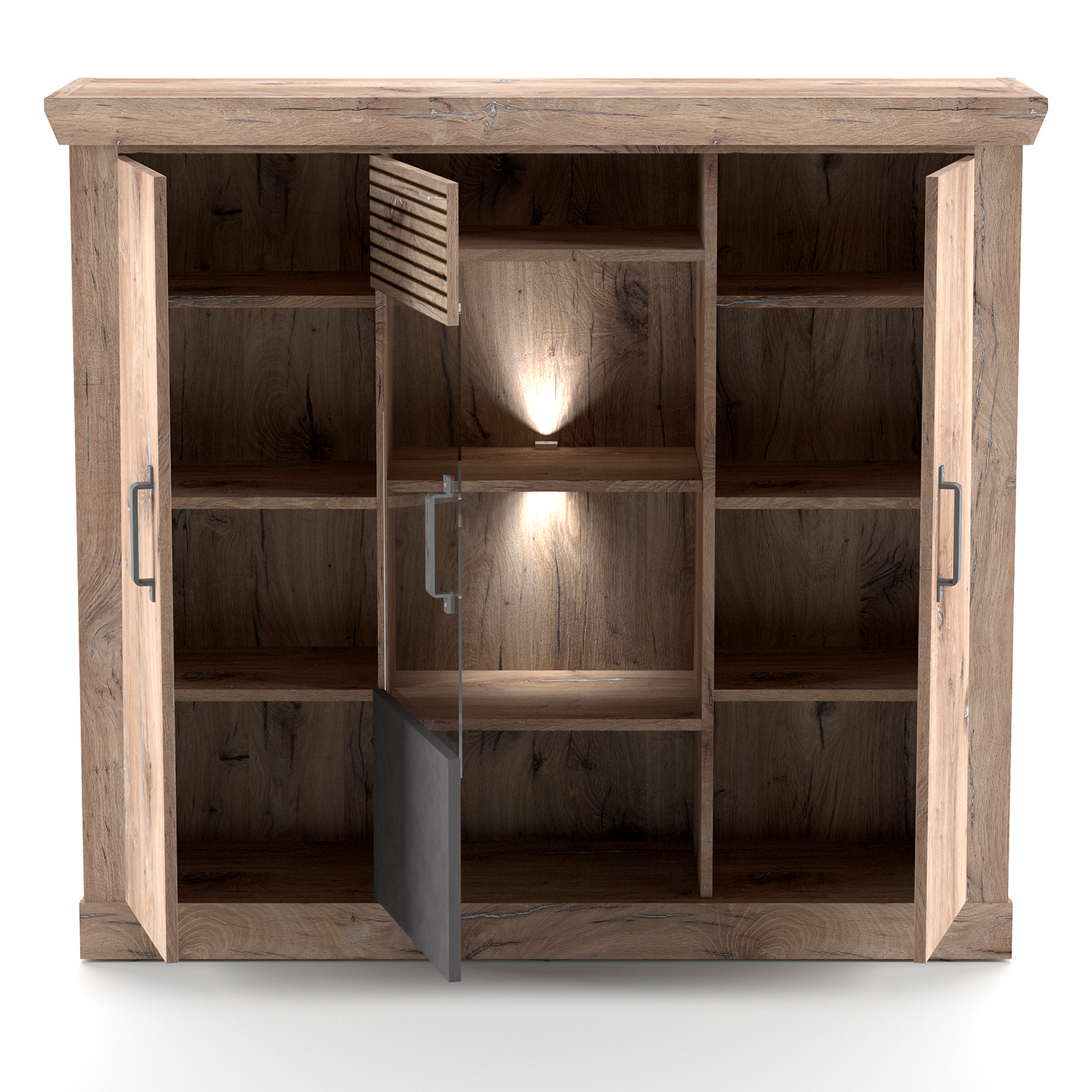 Highboard PORTUM - Flagstaff Eiche-anthrazit - 120 cm hoch