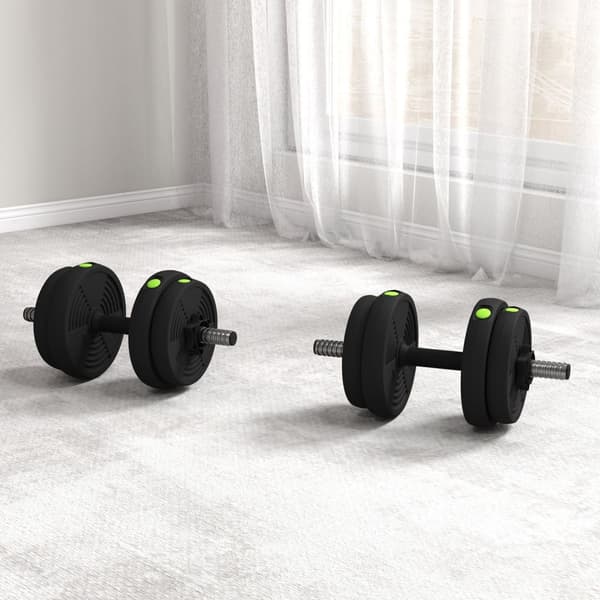 2-i-1 manualsett, 15 kg justerbart manualsett med 8 vektskiver, gulvvennlig for styrketrening, kondisjon, vektløfting, svart