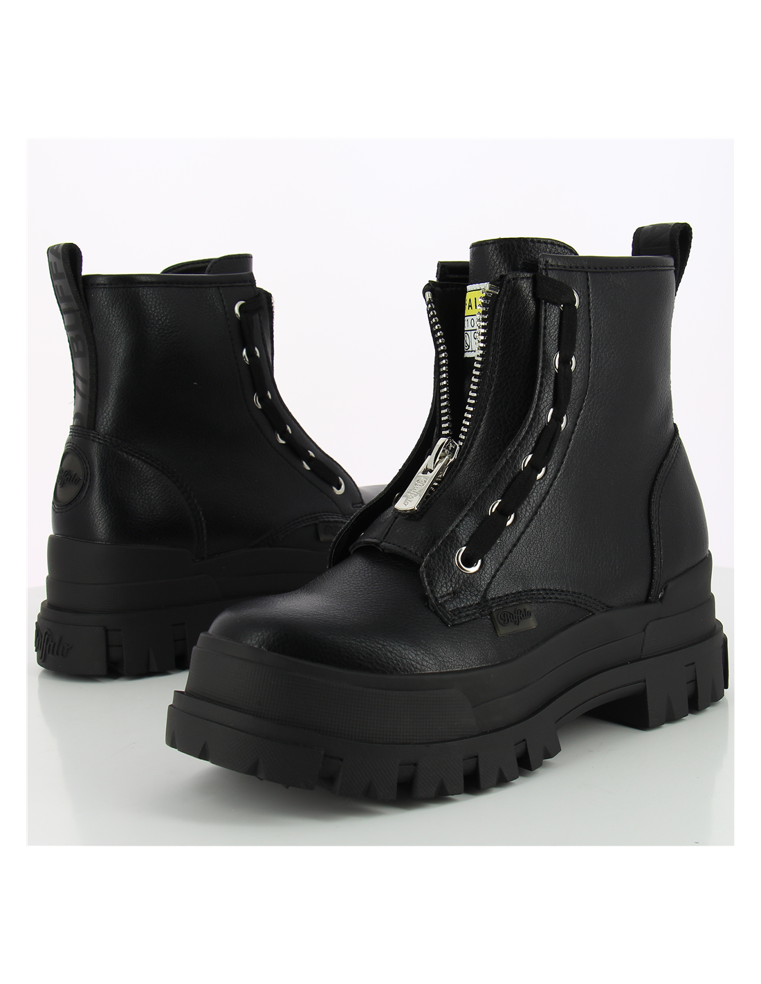 buffalo bottines femme aspha zip black imi nappa vegan