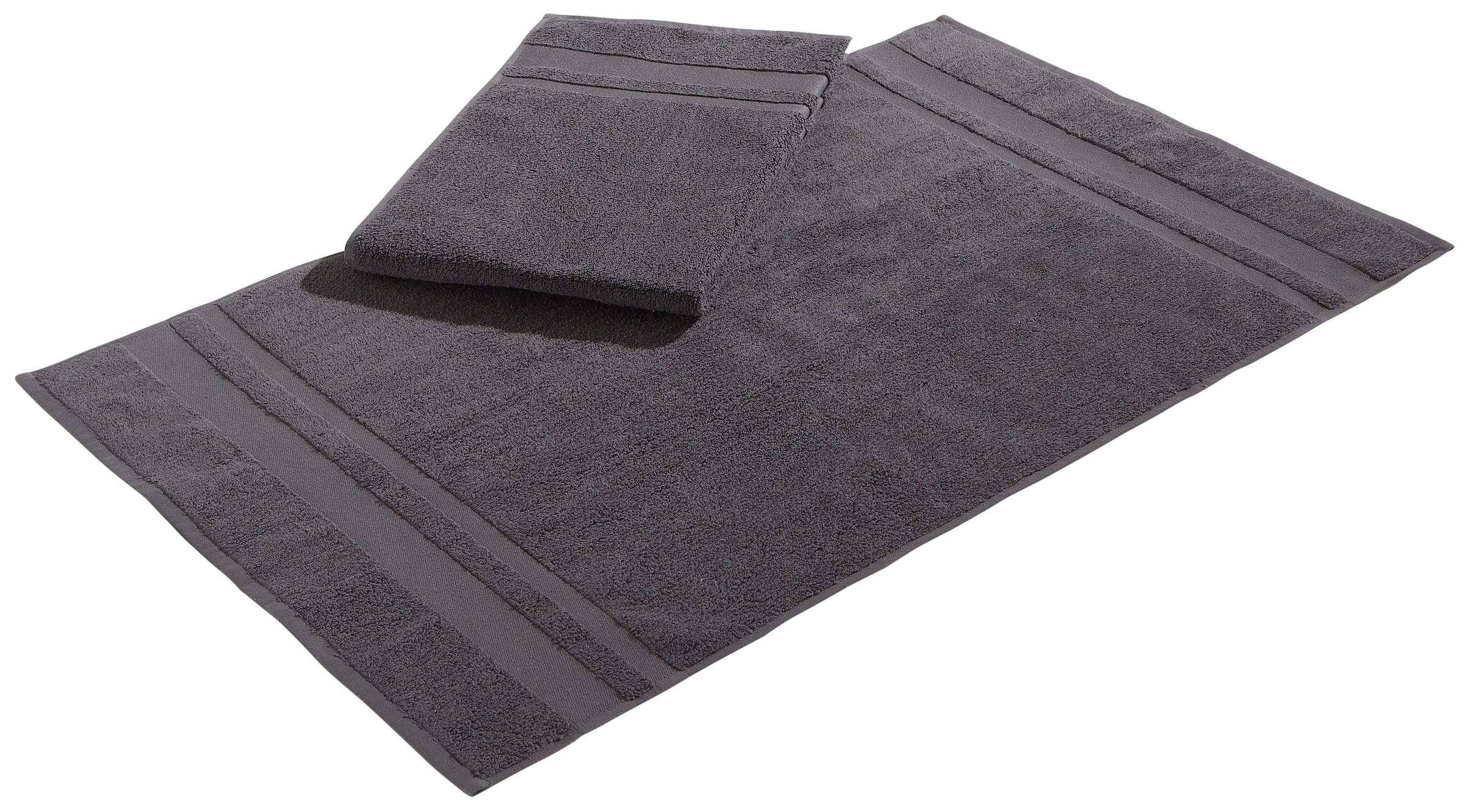 my home Badematte »Vanessa, 2 tlg. Hotelmatten-Set« Höhe 4 mm beidseitig nutzbar | schnell trocknend | strapazierfähig 2-teiliges Set, einfarbig, Badematten Set, Bordüre, 100% Baumwolle
