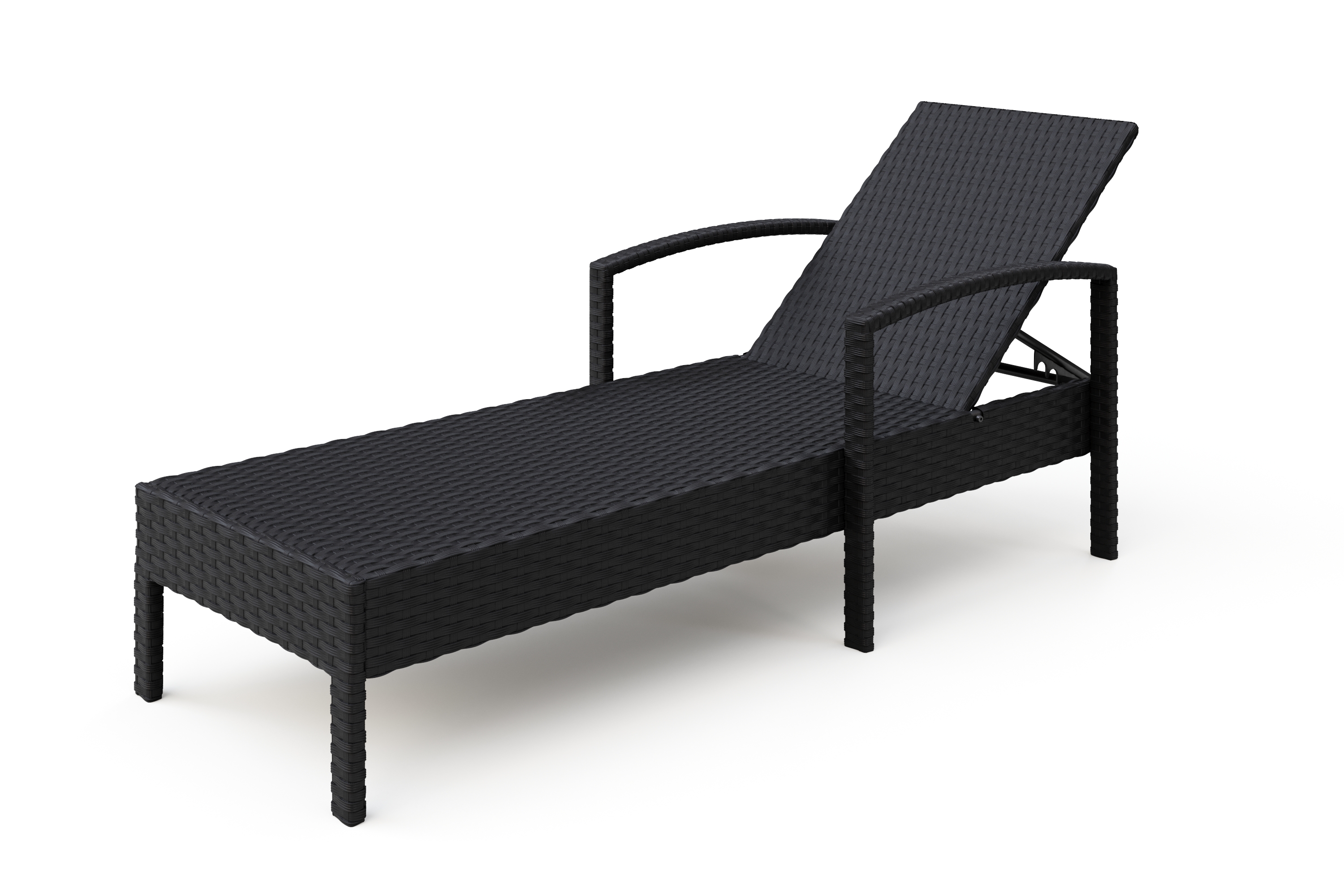 Liegestuhl Rattan TIMEA schwarz/weiss
