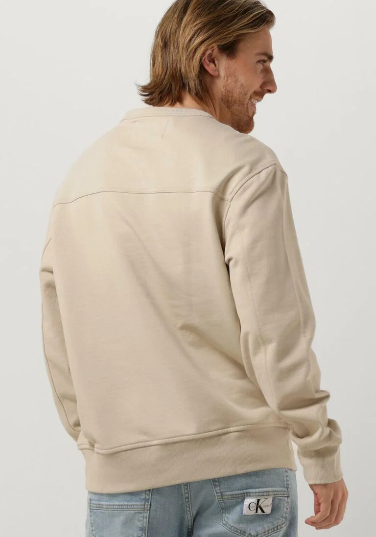CALVIN KLEIN beige calvin klein sweater monologo washed crew neck