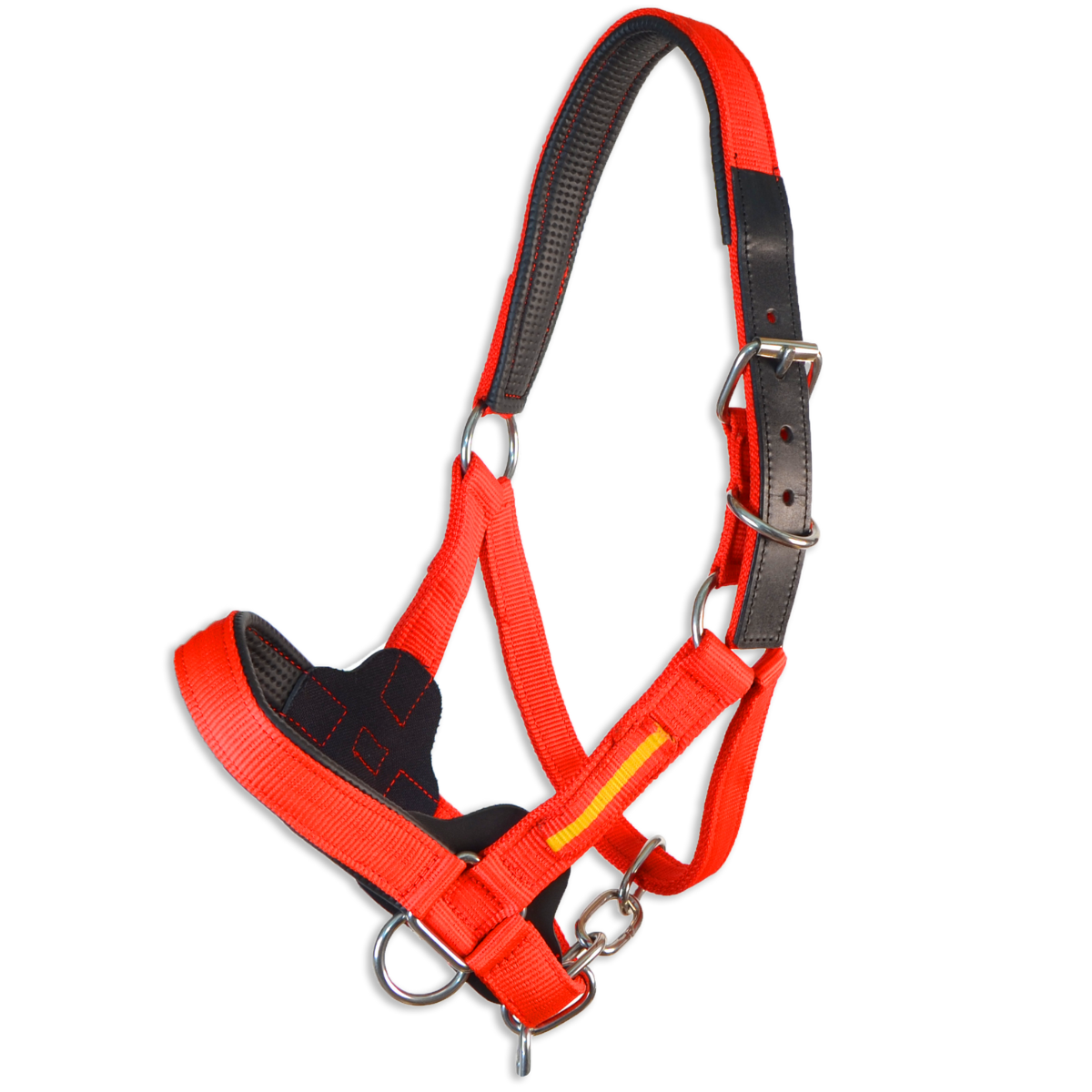 Cabresto de nylon para cavalos, disponível em várias cores e tamanhos.