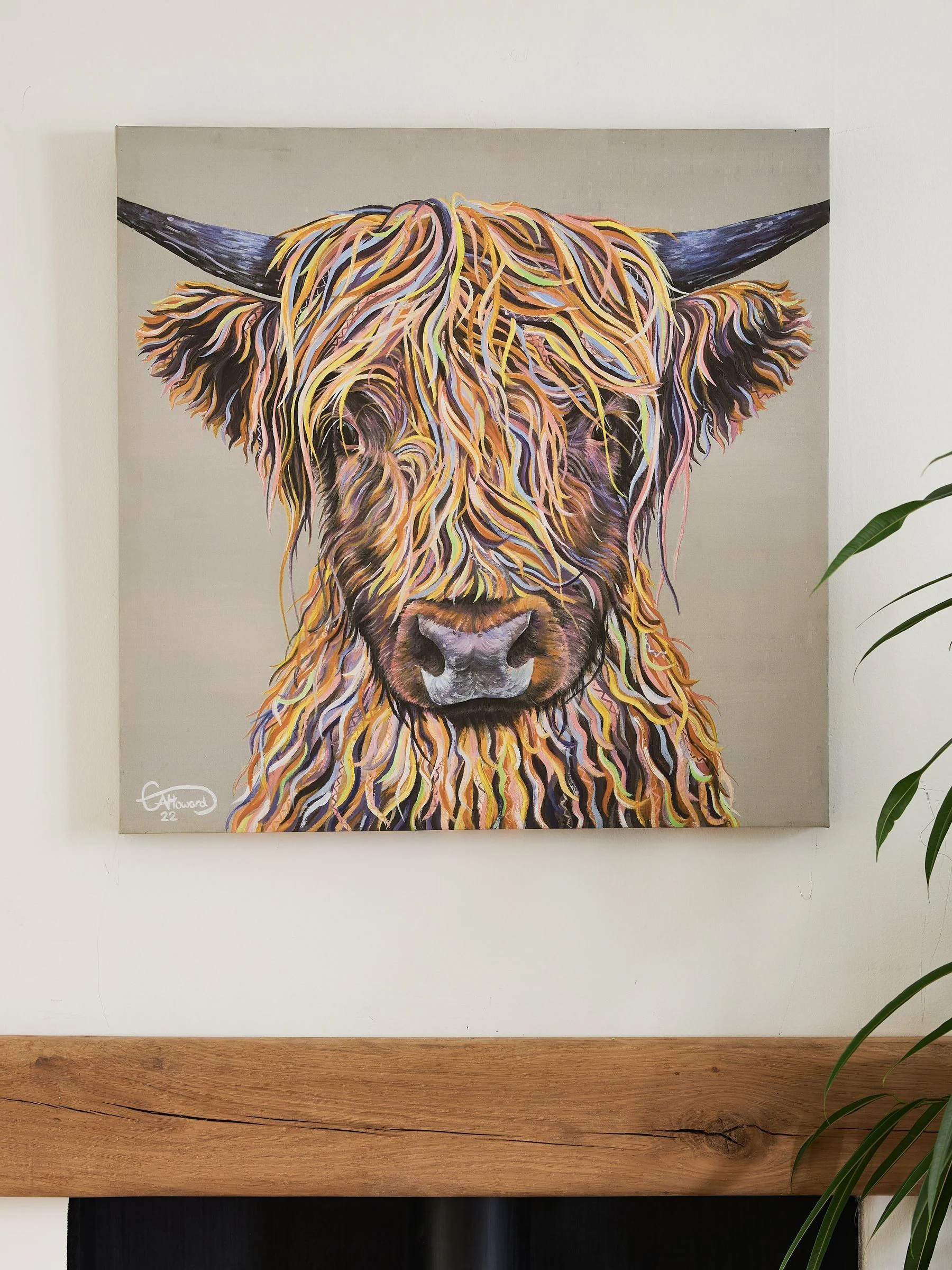 Artist Collection Harry The Highland Cow by Emily Howard Medium Canvas Wall Art