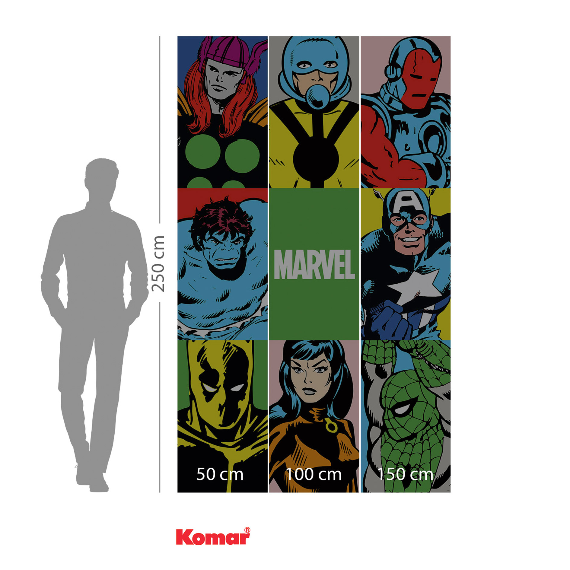 Vlies-Fototapete MARVEL POWERUP TEAM - 150x250 cm