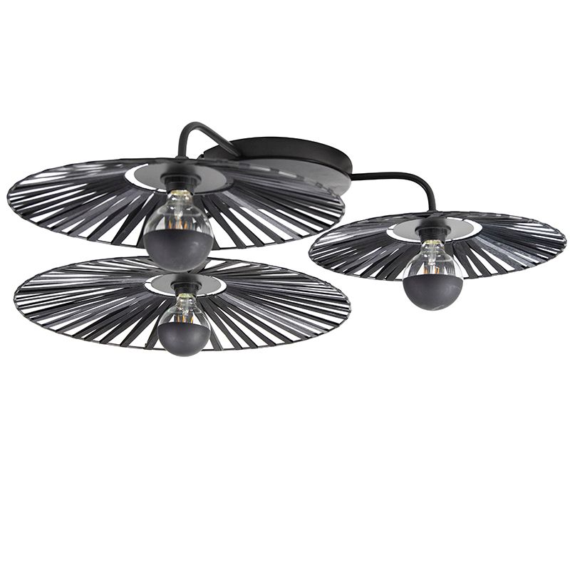 Landelijke plafondlamp zwart 3-lichts - Leia