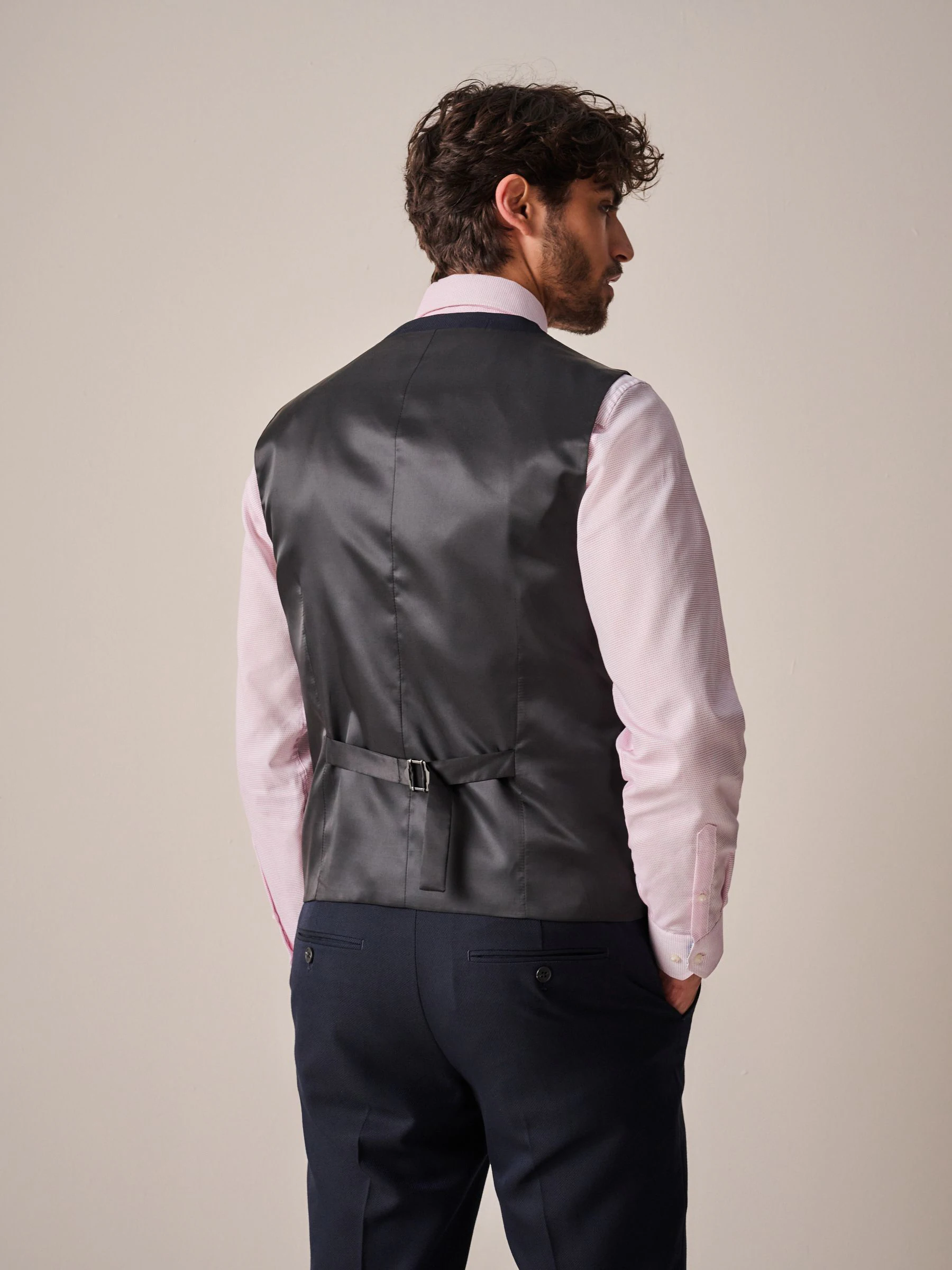 Donkerblauw - Herenvest met textuur