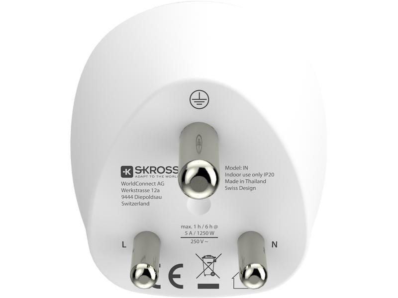 SKROSS Reiseadapter Combo World India Kompakter 2in1 Länderreiseadapter