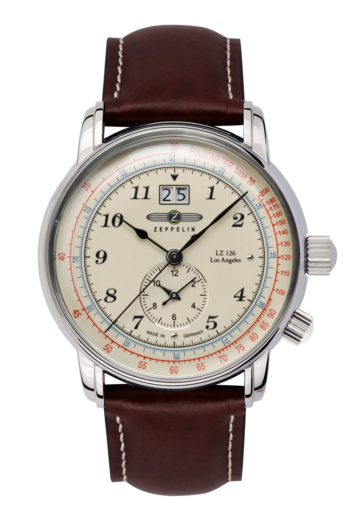 Zeppelin Los Angeles Herrenuhr Dual-Time Beige 8644-5