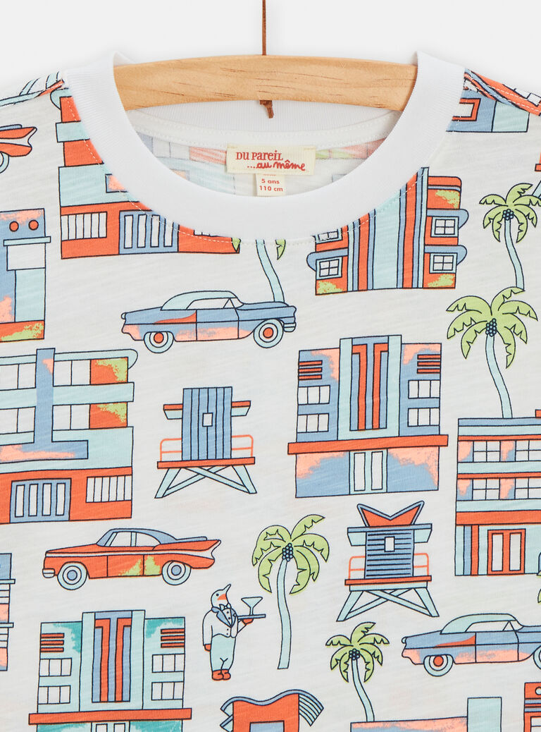T-shirt blanc imprimé ville pour garçon